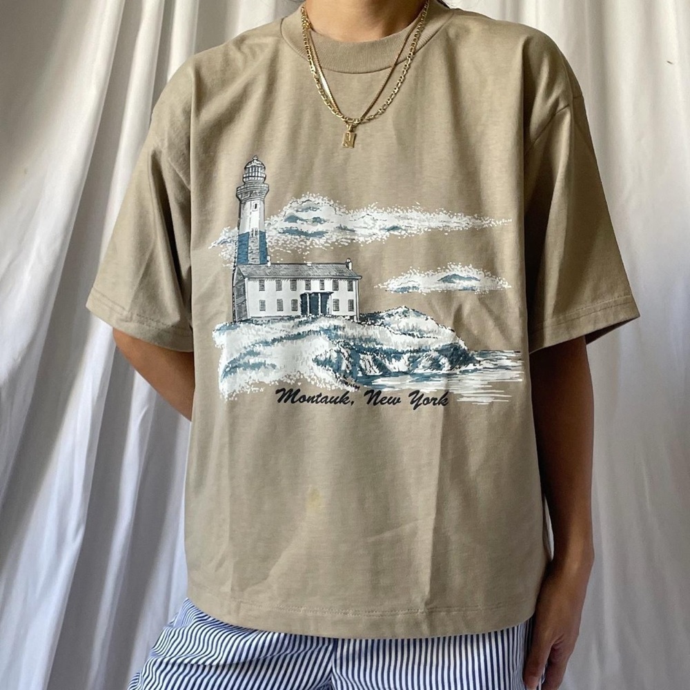 Vintage Cropped Women’s Montauk New York NY tee tshirt